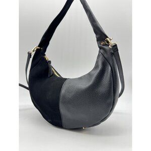 Macy's On 34th Harlowwe suede faux-leather top handle hobo crossbody bag -Black